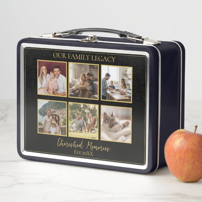 6 Photo Collage Elegant Keepsake Tin Box (In Situ)