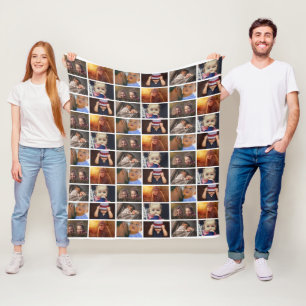 6 Photo Collage Family Photo Pattern Fleece Blanket