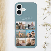 6 Photo Collage Family Vacation Personalised Aqua