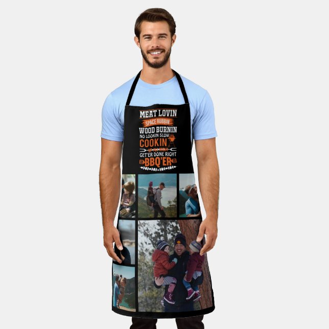 6 Photo Collage Father's Day Funny Get'er Done BBQ Apron (Worn)