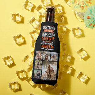 6 Photo Collage Father's Day Funny Get'er Done BBQ Bottle Cooler