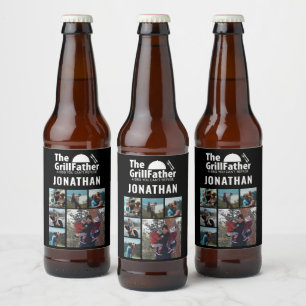 6 Photo Collage Father's Day The Grillfather BBQ Beer Bottle Label