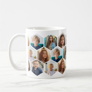 6 Photo Collage - funky honeycomb pattern - white Coffee Mug