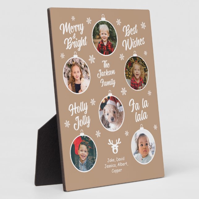 6 Photo Collage Grandma Ornaments Christmas Red Pl Plaque (Side)