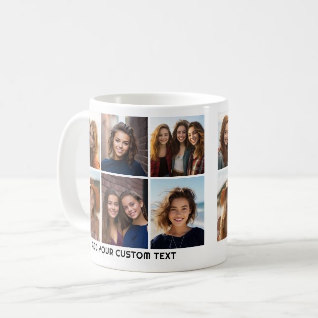 6 Photo Collage Grid - Same Photos on Both Sides Coffee Mug (Front Left)