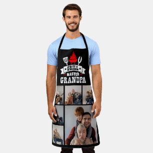 6 Photo Collage Grill Master Grandpa BBQ Apron