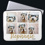 6 Photo Collage - handwritten font add your name Laptop Sleeve<br><div class="desc">Use your square Instagram photos for the best results! TO CHANGE THE BACKGROUND - click on the customise or advanced design area, and choose a colour in the colour picker. Add your favourite pictures and snapshots to this film strip for a fun memory keeper. An artistic way to display your...</div>