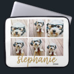 6 Photo Collage - handwritten font add your name Laptop Sleeve<br><div class="desc">Use your square Instagram photos for the best results! TO CHANGE THE BACKGROUND - click on the customise or advanced design area, and choose a colour in the colour picker. Add your favourite pictures and snapshots to this film strip for a fun memory keeper. An artistic way to display your...</div>