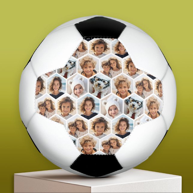 6 Photo Collage honeycomb pattern - BE PATIENT Football (Custom Soccer Ball)