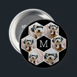 6 Photo Collage in a honeycomb pattern black white 7.5 Cm Round Badge<br><div class="desc">Use your square photos for the best results! TO CHANGE THE BACKGROUND - click on the customise or advanced design area, and choose a colour in the colour picker. Add your favourite pictures and snapshots to this film strip for a fun memory keeper. An artistic way to display your best...</div>