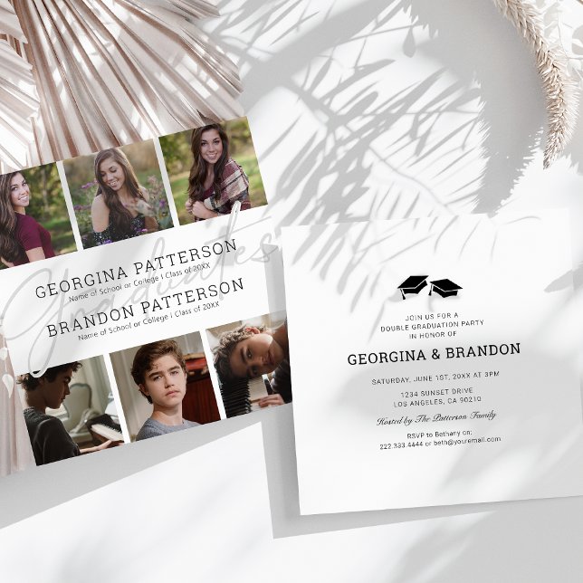 6 Photo Collage Joint Graduation Invitation (Creator Uploaded)