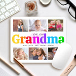 6 Photo Collage Love You Grandma Colourful Modern Mouse Mat<br><div class="desc">“Love you Grandma.” She’s loving every minute with her grandkids. A playful, whimsical, stylish visual of colourful rainbow coloured bold typography and black handwritten typography overlay a soft, light pink heart and a white background. Add 6 cherished photos of your choice and customise the names and message, for the perfect...</div>