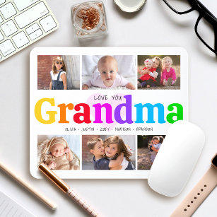 6 Photo Collage Love You Grandma Colourful Modern Mouse Mat