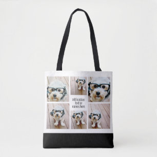6 Photo Collage Minimalist - Black and White Tote Bag