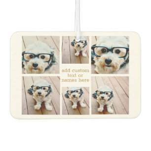 6 Photo Collage Minimalist - Gold and White Car Air Freshener