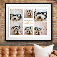 6 Photo Collage Minimalist - Gold and White Grid