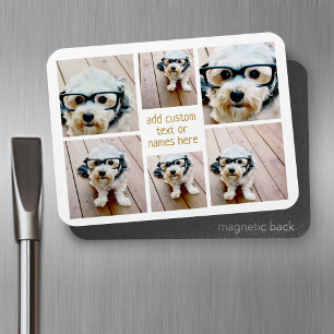 6 Photo Collage Minimalist - Gold and White Magnet