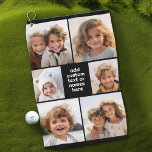 6 Photo Collage Minimalist - white and black Golf Towel<br><div class="desc">Use your favourite photo or pictures to make a fun keepsake to share with friends. A simple design with only snapshots and a text block. Crop your photos into squares and add them to the grid. The back is a solid colour that can be changed.</div>