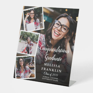 6 Photo Collage Modern Graduate Congrats Pedestal Sign