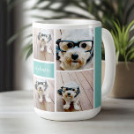 6 Photo Collage Name Minimalist - Can Edit colour Coffee Mug<br><div class="desc">Use your square Instagram photos for the best results! TO CHANGE THE BACKGROUND - click on the customise or advanced design area,  and choose a colour in the colour picker. An artistic way to display your best photo sharing pics.</div>