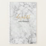 6 Photo Collage on Back - Marble Script Front Planner<br><div class="desc">A design with an upscale background. Use up to 6 square photos to create a unique and personal gift. If you need to adjust the pictures,  click on the customise tool to make changes.</div>