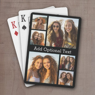 6 Photo Collage Optional Text -- CAN Edit Color Playing Cards