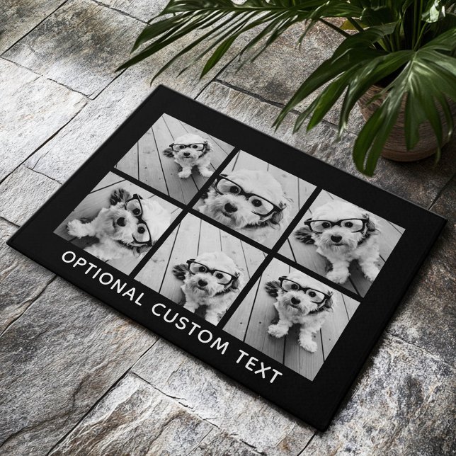6 Photo Collage Optional Text -- CAN Edit Colour Doormat (Custom Welcome Doormat)