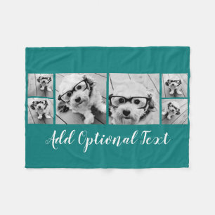 6 Photo Collage Optional Text -- CAN Edit Colour Fleece Blanket