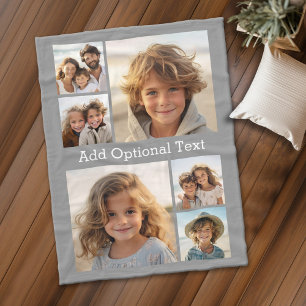 6 Photo Collage Optional Text -- CAN Edit Colour Fleece Blanket