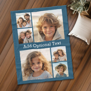 6 Photo Collage Optional Text -- CAN Edit Colour Fleece Blanket