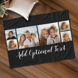 6 Photo Collage Optional Text -- CAN Edit Colour Fleece Blanket