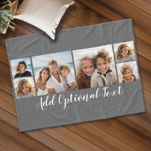 6 Photo Collage Optional Text -- CAN Edit Colour Fleece Blanket