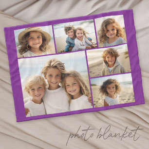 6 Photo Collage Optional Text -- CAN Edit Colour Fleece Blanket