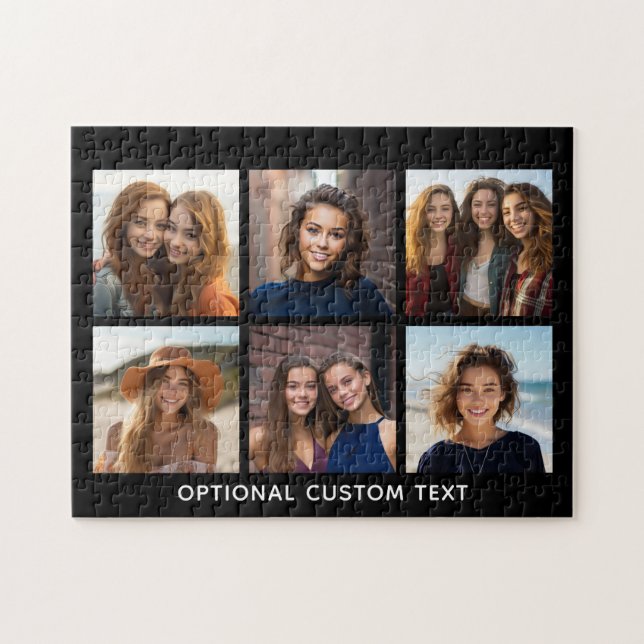 6 Photo Collage Optional Text -- CAN Edit Colour Jigsaw Puzzle (Horizontal)