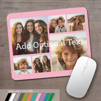 6 Photo Collage Optional Text -- CAN Edit Colour Mouse Mat