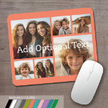 6 Photo Collage Optional Text -- CAN Edit Colour Mouse Mat<br><div class="desc">Add your favourite pics to this fun template. You can use square photos or any photos for this grid.</div>