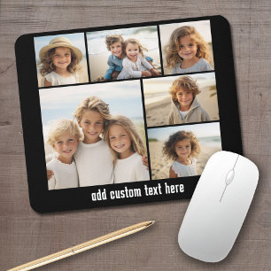 6 Photo Collage Optional Text -- CAN Edit Colour Mouse Mat