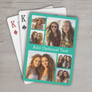 6 Photo Collage Optional Text -- CAN Edit Colour Playing Cards