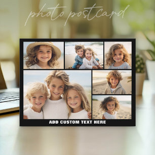 6 Photo Collage Optional Text -- CAN Edit Colour Postcard