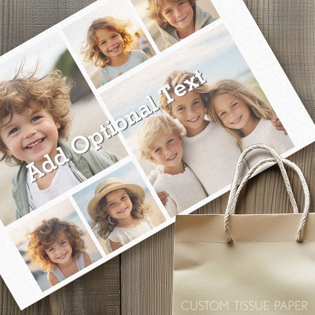 6 Photo Collage Optional Text -- CAN Edit Colour Tissue Paper (Custom Photo Tissue Paper)