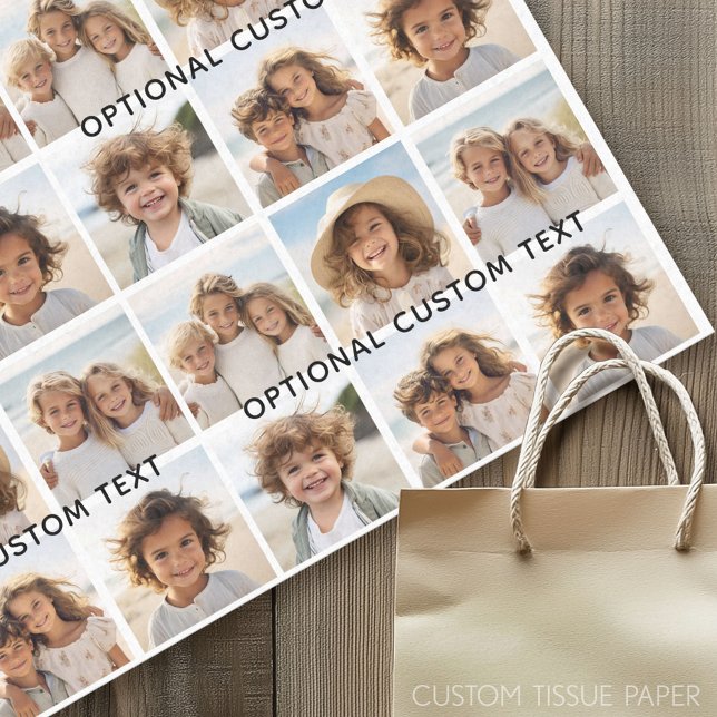 6 Photo Collage Optional Text -- CAN Edit Colour Tissue Paper (Custom Photo Tissue Paper)