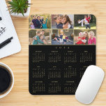 6 Photo Collage Personalised Family 2024 Calendar Mouse Mat<br><div class="desc">Create your own custom, personalised, black and faux gold 2024 full year 6 photo collage yearly calendar dust and stain resistant mousepad with non-slip back, for home and office. To customise, simply add six of your favourite family / kids / baby / pets / couple / wedding photos. While you...</div>