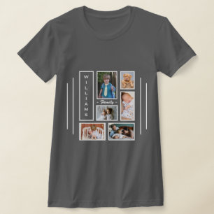 6 Photo Collage Personalised Grey T-Shirt