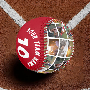 6 Photo Collage Red Player Number Team Name Softball