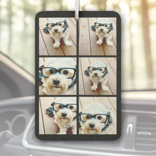 6 Photo Collage - stacked grid black Car Air Freshener