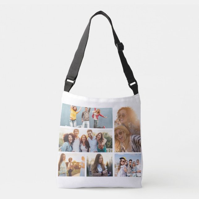 6 Photo Collage Template Personalise Crossbody Bag (Front)