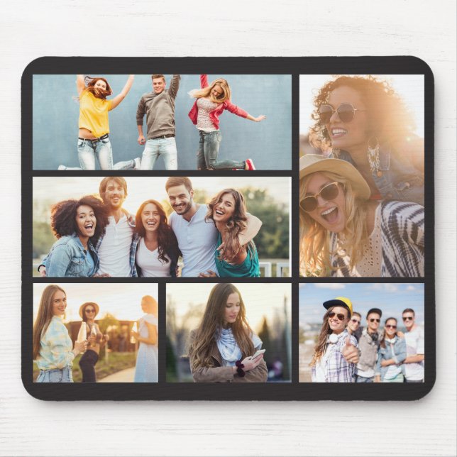 6 Photo Collage Template Personalise Mouse Mat (Front)
