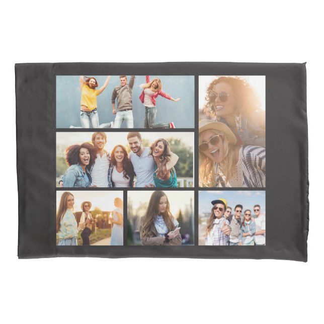 6 Photo Collage Template Personalise Pillowcase (Front)