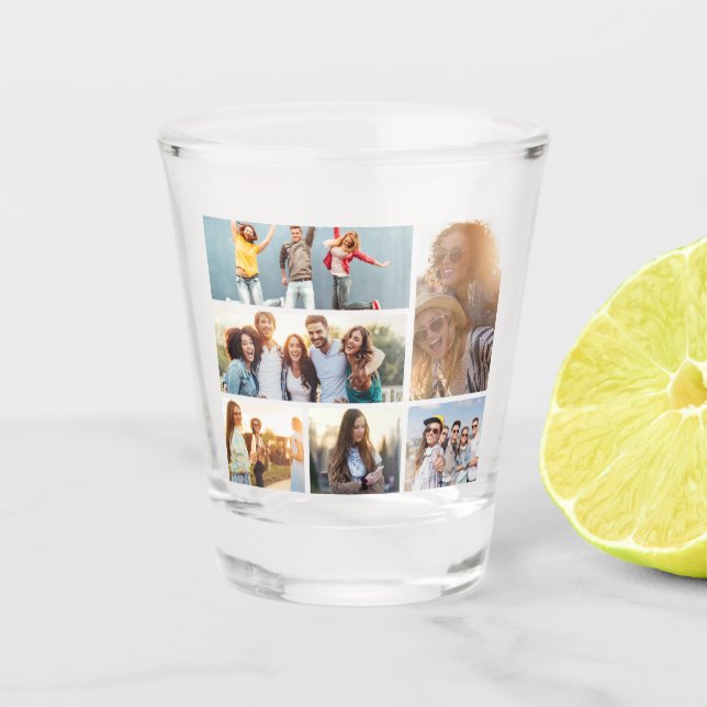 6 Photo Collage Template Personalise Shot Glass (Front)