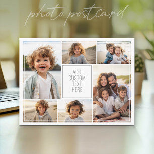 6 photo collage - white background - grey text postcard